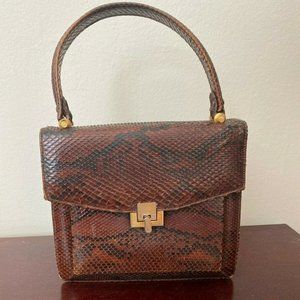 Vintage Brown Snakeskin Handbag